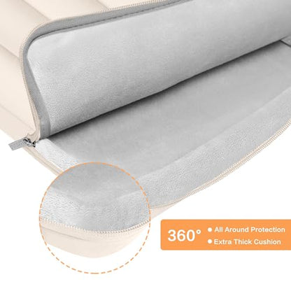 MOSISO 360 Protective 13-14 inch Laptop Case, 13.3 inch Puffy Laptop Sleeve | Compatible with MacBook Neo/Air 13.6/Pro 13/Pro 14, HP Dell ASUS Lenovo, Polyester Horizontal Side Open Bag, Sand - color: Sand, size: 13.3 inch