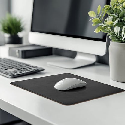 Mouse Pad, PU Mouse Pad，Leather Mouse Pad with Stitched Edge Micro-Fiber Base with Non-Slip Waterproof，Mouse Pad for Computers，Laptop, 8x11Inch (Black) - color: Black, size: 8L x 11W inches