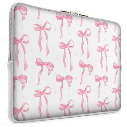 Laptop 13 inch Sleeve Case for MacBook Air 13-13.6 inch, Laptop Bag Cover for MacBook Pro 13" 14 inch, Shockproof Briefcase Travel Carrying Sleeve for 14" Chromebook HP Dell I Pink Bow - color: Pink bow