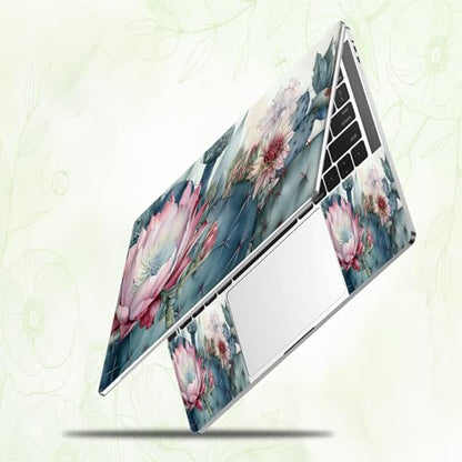 Laptop Skin Sticker Decal, Universal Reusable Vinyl Laptop Cover for 12" 13" 13.3" 14" 15" 15.4" 15.6" Notebook PC, Reusable Waterproof Scratch-Resistant with 2 Wrist Pads,Art Cactus Flower - color: Art Cactus Flower