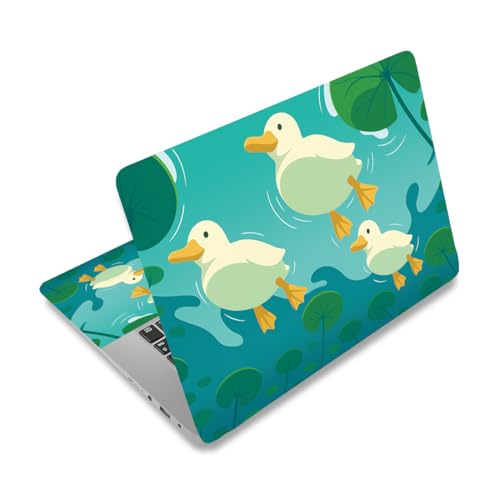PLIGREAT Cartoon Ducks Laptop Decal Sticker Skin Cover, Cute Ducks on Pond Laptop Stickers Skins Decal Fits 12" 13" 13.3" 14" 15" Laptops Universal Waterproof Removable Notebook Art Protector