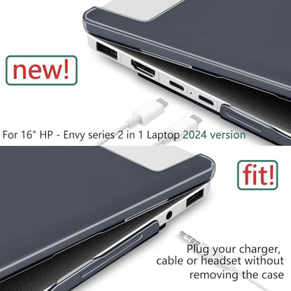 Clear Case for 16-inch HP Envy x360 2-in-1 Laptop (2024/2025) Compatible with 16-ACxxxx / 16-ADxxxx Series Ultra-Slim Lightweight Scratch-Resistant Hard Shell, Black - color: Black