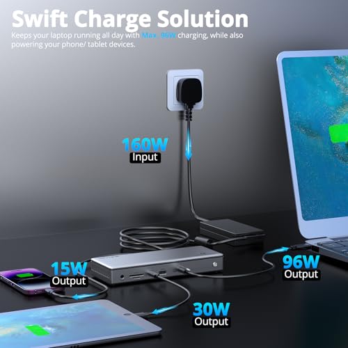WAVLINK Thunderbolt 4 Dock with 100W Charging, Thunderbolt Certified, Driverless Laptop Docking Station with 4K HDMI Dual Monitor or Single 8K for Windows or Mac, 4X USB, 2.5G Ethernet,SD/MicroSD