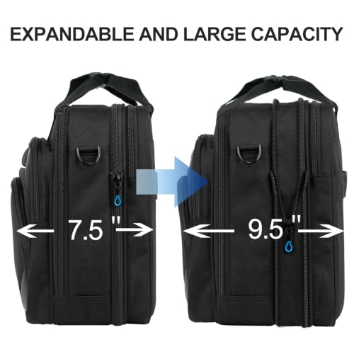 KROSER Laptop Bag 17.3 Inch Premium Laptop Briefcase, Expandable Water Repellent Laptop Shoulder Messenger Bag Durable Computer Case for Business/Travel/Men/Women (Black/Blue) - color: Black/Blue, size: 17.3 INCH