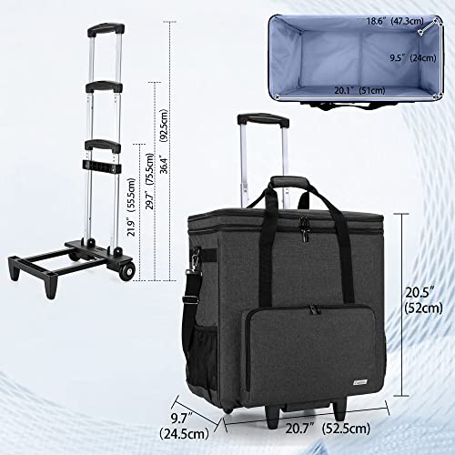 Rolling PC Carrying Case, Double Layers Desktop Tower Bag, Black | Wheeled Computer Desktop Tower Case with Shoulder Straps Fit ATX/M-ATX Motherboards, Keyboard, Mouse, Cables & Earphones - color: Black