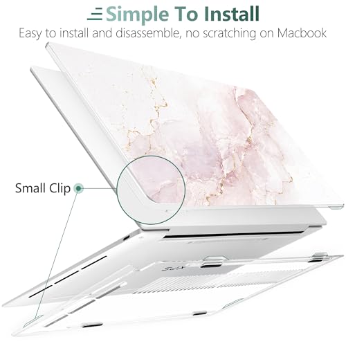 Batianda Blush Pink Marble Case for Dell XPS 13 Laptop 2024 2025 | Fits Model Number 9340/9345/9350 13.4" Display, Slim Hard Shell, Lightweight Scratch-Resistant with Professional Protection - color: Blush Pink Marble