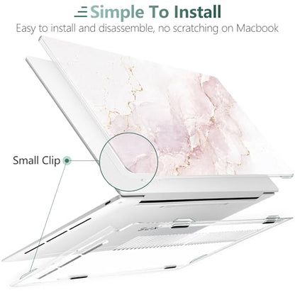 Batianda Blush Pink Marble Case for Dell XPS 13 Laptop 2024 2025 | Fits Model Number 9340/9345/9350 13.4" Display, Slim Hard Shell, Lightweight Scratch-Resistant with Professional Protection - color: Blush Pink Marble