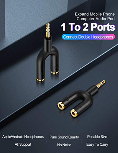 CableCreation 3-Pack Headphone Splitter Adapter, Aux Stereo Y Jack Splitter Adaptor, 3.5mm Male to 2 Port 3.5mm Female Adaptor for Headset, Earphone, iPhone, iPad, Tablets, MP3 Players, Car Stereos - size: 3-Pack, style: Splitter Adapter
