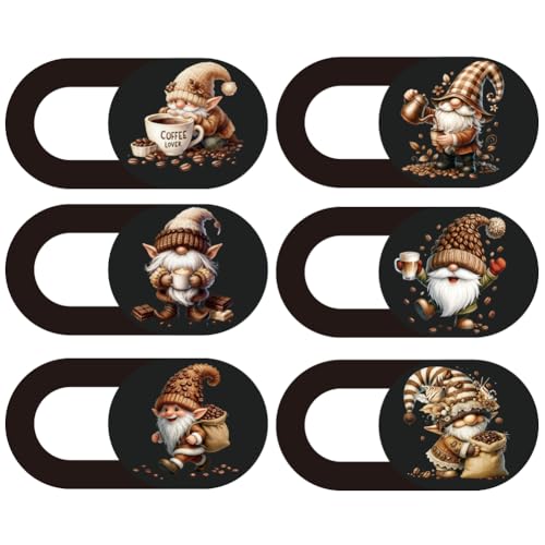 6Pcs 6 Styles Coffee Gnome Camera Cover Slide Cute 0.04 Inch Privacy Guard Accessories, Thin Camera Privacy Blocker for Phone Laptop Desktop Computer Tablet Notebook Mini PC Home Office Use - color: Gnome