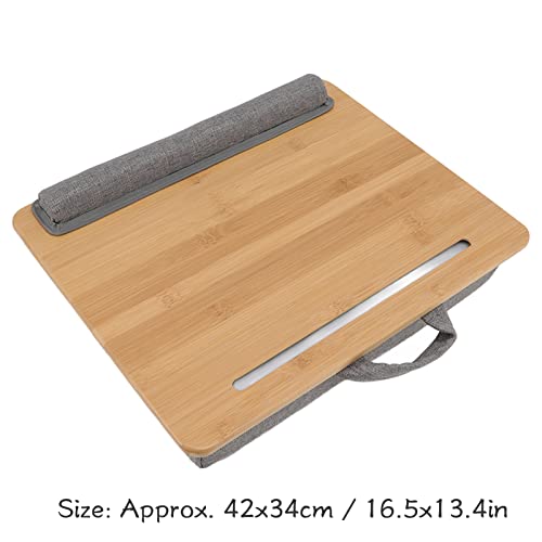 Lap Desk, Multifunction Bamboo Laptop Table with Cushion, Ergonomic Angle, Natural, Safe, Sturdy 3 in 1 Pillow Top Laptop Desk for Reading Writing Playing