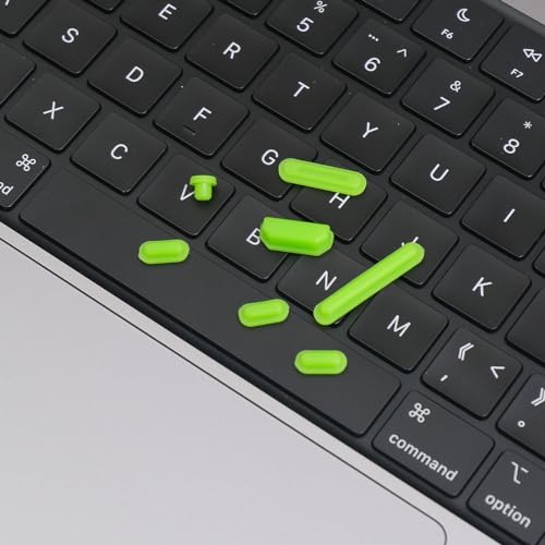 ProElife 7-Pcs Anti Dust Dirt Plug for MacBook Pro 14 16 M5 M4, Green | Durable Laptop Silicone Anti Dirt Protective Cover, Custom Fit Design, Easy to Apply and Clean, Non-Slip Dust Plugs Set - color: Green
