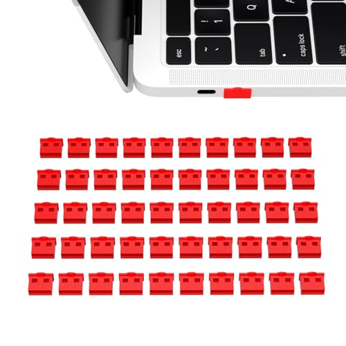 50PCS USB Port Dust Cover Type A Interface Anti Dust Protector Stopper Compatible with Table PC Notebook LaptopPort Protectors Anti-Dust Dirt for USB Female Ports (Red) - color: Red