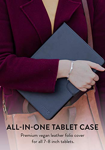 Cooper Infinite Executive Universal Tablet Keyboard Case for 7, 7.9, 8 inch | Tablet Case with Keyboard & 2-in-1 Leather Folio Cover | Bluetooth, Wireless, Hotkeys | Android, Windows, iPadOS (Blue) - color: Dark Blue