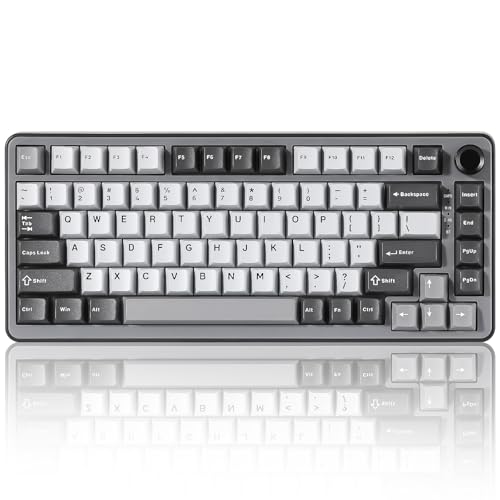 YUNZII B75 PRO Wireless Mechanical Gaming Keyboard | Custom 75% Layout with Knob,Gasket Mount,Hot Swap,Creamy Pre-lubed Switch,BT/USB-C/2.4G (Dark Grey, Milk Switch) - color: Dark Grey, size: Milk Switch