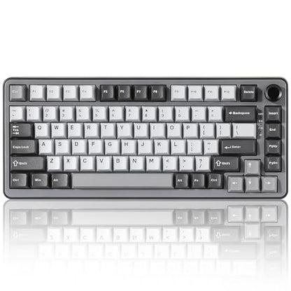 YUNZII B75 PRO Wireless Mechanical Gaming Keyboard | Custom 75% Layout with Knob,Gasket Mount,Hot Swap,Creamy Pre-lubed Switch,BT/USB-C/2.4G (Dark Grey, Milk Switch) - color: Dark Grey, size: Milk Switch