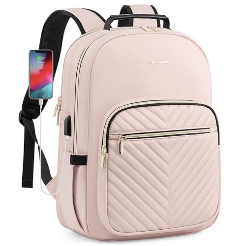 LOVEVOOK Laptop Backpack for Women, Travel Computer Work Bags with 17-inch Laptop Compartment, College School Student Bag Teen Backpacks For Girls, Outdoor Carry On Backpack Purse, Antiquewhite - color: Antiquewhite, size: 17-Inch