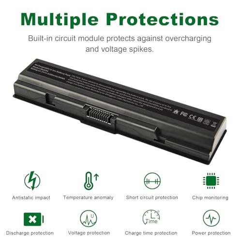 TREE.NB Laptop Battery for Toshiba PA3534U-1BRS Toshiba Satellite A200 A205 L201 L202 L203 L205 L300 L300D L305 L305D 11.1V 5200mAh Black - size: 7.36x1.75x1.27inch PA3534
