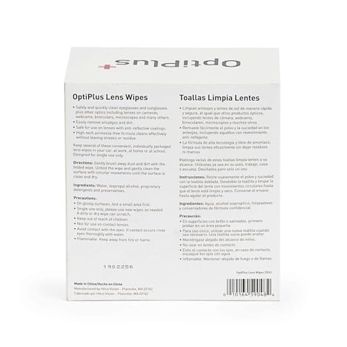 OptiPlus Eyeglass Lens Wipes l Pre-Moistened l Cleaning Wipes for Glasses, Smart Phones, Optical Lens, Goggles, and Watch Screen l Quick-Dry & Scratch-Free | 252 Count (504 Count (Pack of 1)) - size: 504 Count (Pack of 1)