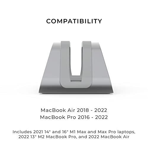 HumanCentric Vertical Laptop Stand Compatible with MacBook Pro & Air | PC Desk Stand, Aluminium, Exchangeable Inserts for Different Device Models, Space Grey, Fits MacBook Pro & MacBook Air - color: Space Gray