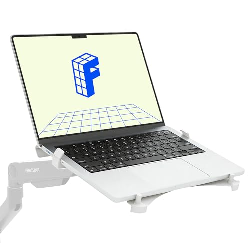 FlexiSpot Laptop Tray, Laptop Holder Fits up to 17.3in, VESA Mount 75x7 &100x100mm for Monitor Arm with Lockable Clips for Home Office, Tray Only, White - color: White