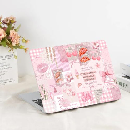 G JGOO Compatible with MacBook Air 13 inch Case 2026 2025-2022 M5 A3449 M4 A3240 M3 A3113 M2 A2681, Plastic Hard Shell for MacBook Air 13.6 inch Case + Keyboard Cover + Screen Protector, Blush Collage - color: Blush Collage