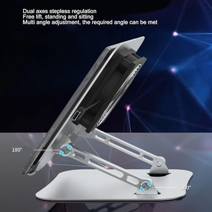 Laptop Cooler Stand 17in Aluminum Alloy Elevatable Foldable with USB Fan for Gaming Laptops and Tablets