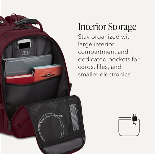 SWISSGEAR 1900 ScanSmart Laptop Backpack, Fits Most 17-Inch Laptops, TSA-Friendly Lay-Flat Design, RFID Protection, and Tablet Pocket, Black, 31L, 18.5-Inch - color: Merlot