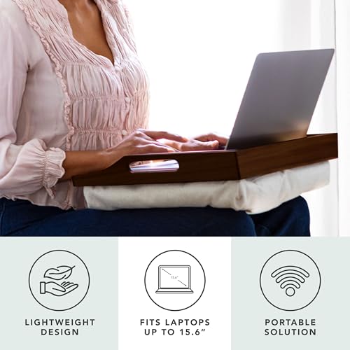 ROSSIE Home Wood Lap Tray – Java Bamboo, 2-Pack with Storage Basket - color: Java, size: 2-Pack with Basket