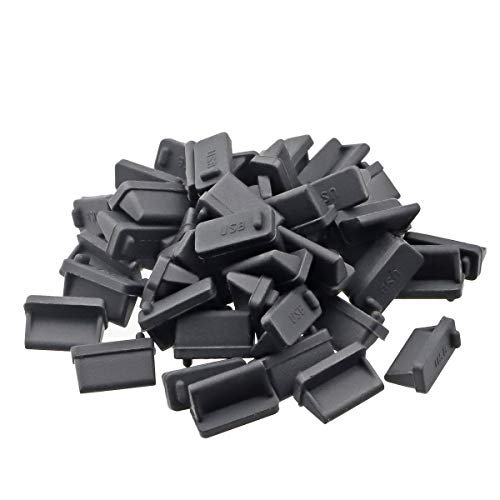 Silicone USB Port Cover Anti Dust Protector, Pack of 20, Black | Female End, 0.5 x 0.3 x 0.24 inch