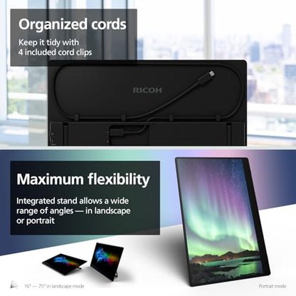 RICOH 150 Portable 15.6" Vivid OLED 350nit Lightweight Display Monitor and Touchscreen w/Dual Speakers - for Laptop, Desktop, Mac, PC - style: RICOH 150