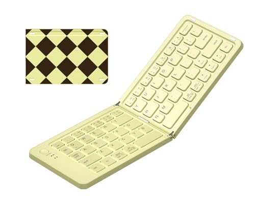 Foldable Bluetooth Keyboard for iPad Phone,Portable Small Size,Brown Coffee | Rechargeable,67 Cute Quiet Keys,Travle Compact Mini Wireless Keyboard,for iPhone Tablet Android Mac Windows PC Laptop Desktop - color: Coffee Brown Foldable Keyboard