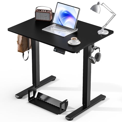 Kingant Standing Desk, 32x24 Inch Electric Height Adjustable Computer Desk | Ergonomic Small Sit Stand Desk Rising Desks for Home Office Stand Up Desk Computer Workstation with Cable Management - color: Black, size: 32" x 24"