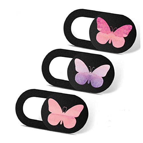 Webcam Cover Slide Ultra Thin Laptop Camera Privacy, 3 Butterfly | 3 Pcs Buterfly, Ultra thin camera cover fit for Cell phone desktop tablet PC, front camera blocks webcam to protect privacy - color: Butterfly