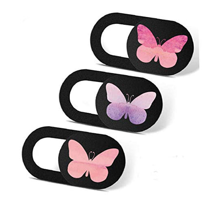 Webcam Cover Slide Ultra Thin Laptop Camera Privacy, 3 Butterfly | 3 Pcs Buterfly, Ultra thin camera cover fit for Cell phone desktop tablet PC, front camera blocks webcam to protect privacy - color: Butterfly