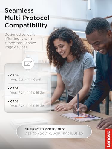 Lenovo Yoga Pen 2 with Magnetic Pen Case, AES 3.0 Stylus with 8192 Pressure Levels, USB C Rechargeable, Tilt Detection, Multi Protocol Support for Lenovo Yoga 2 in 1 PCs, Cosmic Blue - color: Cosmic Blue