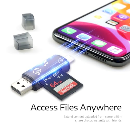 USB-C and USB SD Card Reader, 2-in-1 Aluminum Alloy Memory Card Reader with Dual Connectors for SDXC, SDHC, SD, MMC, RS-MMC, Micro SDXC, Micro SD, Micro SDHC, and UHS-I Cards
