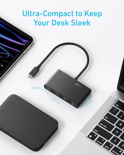 Anker USB-C Hub, 4-in-1 USB-C Adapter, USB-C Splitter for 4K Display | 85W Max PD, 4K USB-C Display Port, 4 10Gbps USB-C Data Ports, Compact for MacBook Pro, iPad, Surface Pro, Dell and More