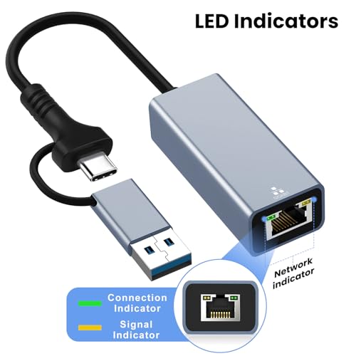USB C to Ethernet Adapter, USB 3.0 to RJ45 Gigabit LAN 1000 Mbps Wired Network, USB to Ethernet Adapter for Laptops/Tablet, Compatible with Windows XP, MAC OS, Linux, Vista 7 8 10 11 | USB 3.0 to Ethernet Adapter for Laptops/Tablet,Compatible with Windows