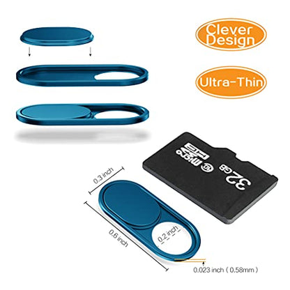 imluckies Metal Webcam Cover Slide, 0.023in Camera Cover for Laptop Computer, MacBook Pro/Air iMac iPad Tablet iPhone 8/7/6 Plus, Echo Show/Spot Web Camera Blocker Protect Your Privacy [2 Pack Blue] - color: 2 Pack-Blue