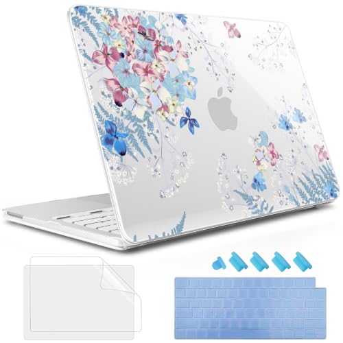 May Chen Compatible with MacBook Neo 13 inch Case 2026 Model A3404, Plastic Hard Shell,Keyboard Cover,Screen Protector,Dust Plug, for MacBook Neo 13" with A18 Pro Chip,Hydrangea - color: Hydrangea
