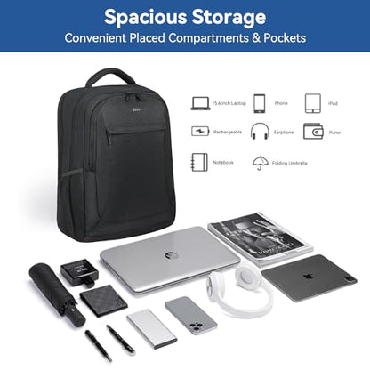 Voova Travel Laptop Backpack, Business Work Laptop Backpack for Women & Men with USB Charging Port, Waterproof Slim Durable College Computer Bag Fits 15.6 Inch Laptops and Notebook, Black - color: Black