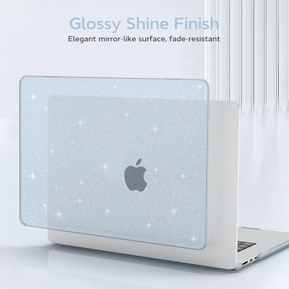 B BELK Glitter Case for MacBook Air 13 inch 2026-2022 M5/M4/M3/M2 Sky Blue | Protective Sparkly Hard Shell with Keyboard Cover & Screen Protector for MacBook Air 13.6 inch Case (A3449 A3240 A3113 A2681) - color: Glitter Sky Blue