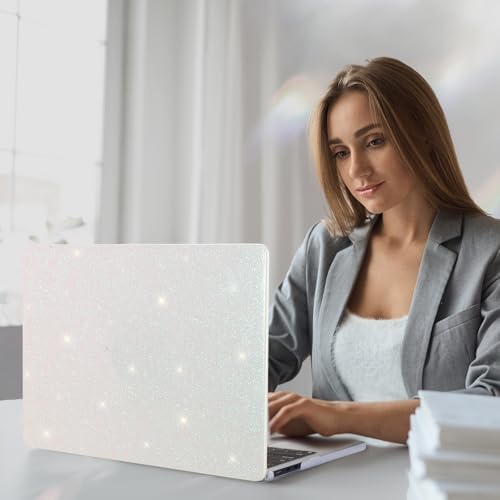 Funut Glitter for MacBook Air 13 Inch Case 2022 2021 2018 Release M1 A2337 A2179 A1932, MacBook Air M1 Case Shiny Sparkle Bling PU Leather Protective Hard Shell Cover & Keyboard Cover, White - color: Glitter Beige, size: Mac Air 13" 2018-2022(A1932/A2179/