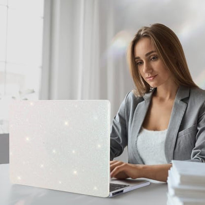 Funut Glitter for MacBook Air 13 Inch Case 2022 2021 2018 Release M1 A2337 A2179 A1932, MacBook Air M1 Case Shiny Sparkle Bling PU Leather Protective Hard Shell Cover & Keyboard Cover, White - color: Glitter Beige, size: Mac Air 13" 2018-2022(A1932/A2179/