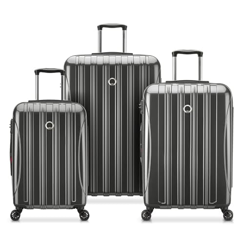 DELSEY PARIS Helium Aero Hardside Expandable Luggage with Spinner Wheels, Titanium, 3-Piece Set (21/24/28) - color: Titanium, size: 3-Piece Set (21/24/28)
