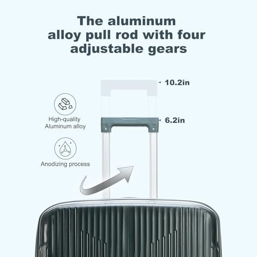 Nazhura Luggage Set, 3-Piece Hardside Suitcase Set, 20-inch Carry On, 24-inch, 28-inch Luggage - color: Dark Green