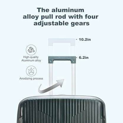 Nazhura Luggage Set, 3-Piece Hardside Suitcase Set, 20-inch Carry On, 24-inch, 28-inch Luggage - color: Dark Green