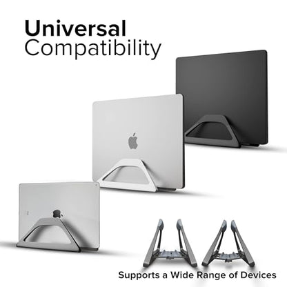Aluminum Vertical Laptop Stand with Gravity Auto-Lock – Adjustable Laptop Holder Vertical fits MacBook Pro/Air, Chromebook & Gaming Laptops up to 17.3" – Space-Saving Desktop Dock - Grey - color: Grey