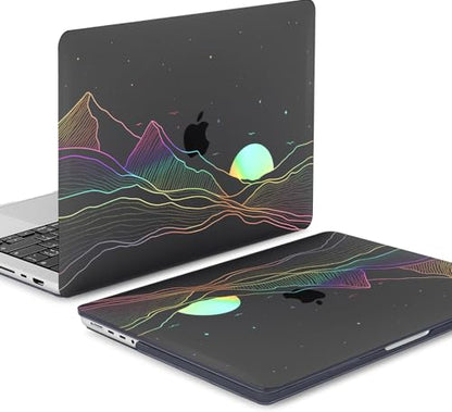 Clear Black Case for MacBook Pro 14 inch 2024-2021 M4 M3 M2 M1 Pro/Max Chip A3112 A3185 A3401 A2918 A2992 A2779 A2442, Plastic Hard Shell Case & Keyboard Cover for MacBook Pro 14'', Sunrise - color: 01 Clear Black Sunrise