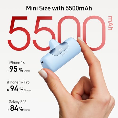 iWALK Portable Charger 5500mAh Next-Gen Small Power Bank 22.5W Fast Charging Battery USB-C Portable Phone Charger for iPhone 17/16/15 17 Plus 17 Pro Max iPad, Samsung Galaxy S25 S24 Android,Baby Blue - color: Baby Blue